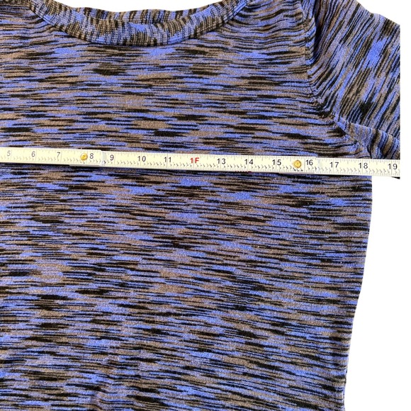 THE LIMITED Blue Black Heathered Knit Boat Neck 3/4 Sleeve Top Women's Size L - Picture 4 of 8